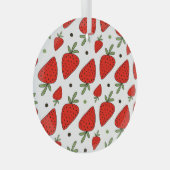 Rode aardbeien Cartoon Naadloos Patroon Glas Ornament (Voorkant Rechts)