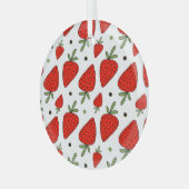 Rode aardbeien Cartoon Naadloos Patroon Glas Ornament (Voorkant links)