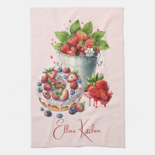 Rode Aardbeien en Desserts Theetijd Theedoek