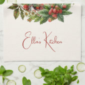 Rode Aardbeien en Desserts Theetijd Theedoek (Gevouwen)