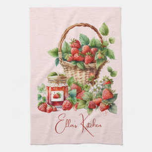Rode Aardbeien en Desserts Theetijd Theedoek