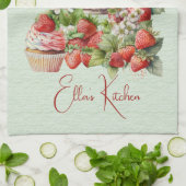 Rode Aardbeien en Desserts Theetijd Theedoek (Gevouwen)