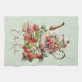 Rode Aardbeien en Desserts Theetijd Theedoek (Horizontaal)