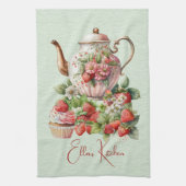 Rode Aardbeien en Desserts Theetijd Theedoek (Verticaal)