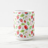 Rode aardbeien en groene bladeren koffie koffiemok (Center)
