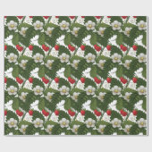 Rode aardbeien en groene bladeren ontkoppelen cadeaupapier (Vlak)