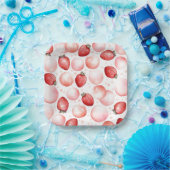 Rode aardbeien en roze ballonnen Elegant Leuk Papieren Bordje (Feest)