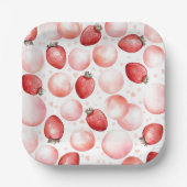 Rode aardbeien en roze ballonnen Elegant Leuk Papieren Bordje (Voorkant)