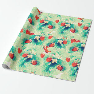 Rode aardbeien en Waterverf van de olie Cadeaupapier