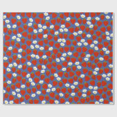 Rode aardbeien en witte bloemen marine & White Cadeaupapier (Vlak)