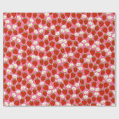 Rode aardbeien en witte bloemen Roze en Wit Cadeaupapier (Vlak)