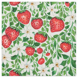 Rode aardbeien en witte bloemen stof