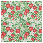Rode aardbeien en witte bloemen stof (Swatch)