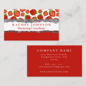 Rode aardbeien Feminine Glam Retro Visitekaartje (Voorkant / Achterkant)