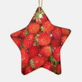 Rode aardbeien foto afbeelding kerstvorm keramisch ornament (Links)