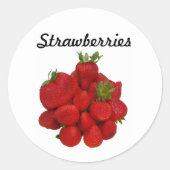 Rode aardbeien fotografisch ronde sticker (Voorkant)