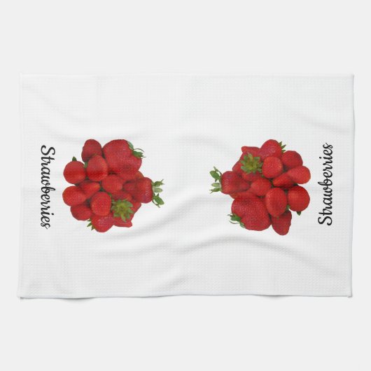 Rode aardbeien fotografisch wit theedoek (Horizontaal)