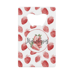 Rode Aardbeien Fruit   Creditkaart Flessenopener
