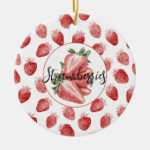 Rode Aardbeien Fruit Keramisch Ornament (Voorkant)