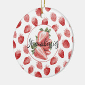 Rode Aardbeien Fruit Keramisch Ornament (Links)