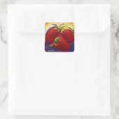 Rode aardbeien fruit schilderij vierkante sticker (Tas)