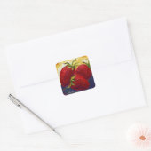 Rode aardbeien fruit schilderij vierkante sticker (Envelop)
