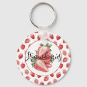 Rode Aardbeien Fruit   Sleutelhanger (Voorkant)