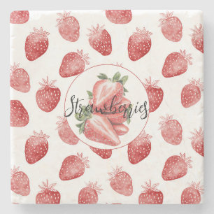 Rode Aardbeien Fruit   Stenen Onderzetter