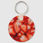 Rode Aardbeien Hart-vorm Plakjes Fotografisch Sleutelhanger (Voorkant)