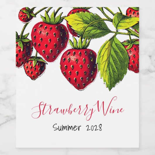 Rode aardbeien  Illustratie Wijn Etiket (Enkel label)