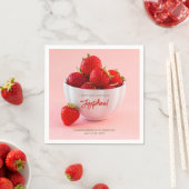 Rode aardbeien in een kom Zomerbrunch Verjaardag Servet (Insitu)