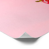 Rode aardbeien in witte kom op roze foto poster (Hoek)