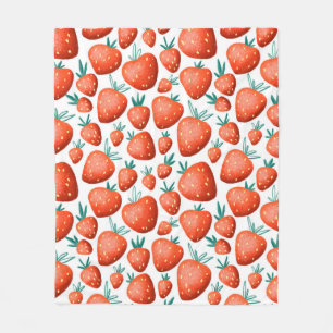 Rode aardbeien naadloos patroon fleece deken