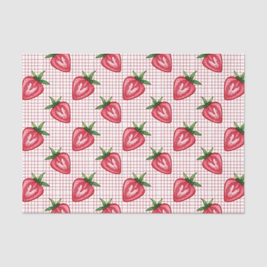 Rode Aardbeien (Ontwerp 9 Rode Serie) Tissuepapier (Voorkant)
