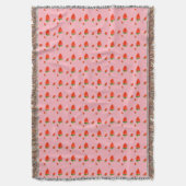 Rode aardbeien op roze achtergrond deken (Voorkant Verticaal)