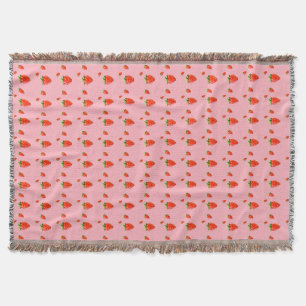 Rode aardbeien op roze achtergrond deken
