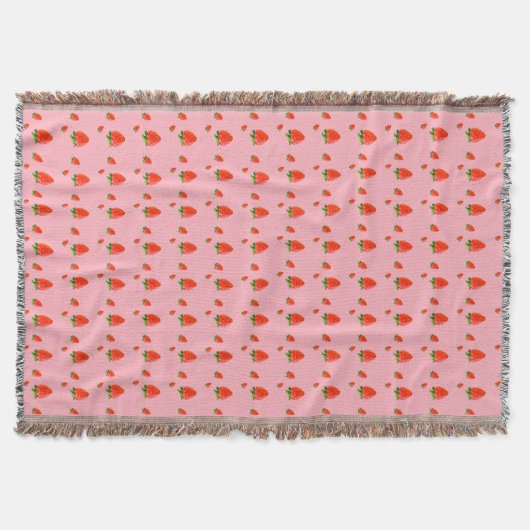 Rode aardbeien op roze achtergrond deken (Voorkant)