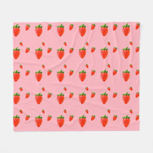 Rode aardbeien op roze achtergrond fleece deken (Voorkant (Horizontaal))