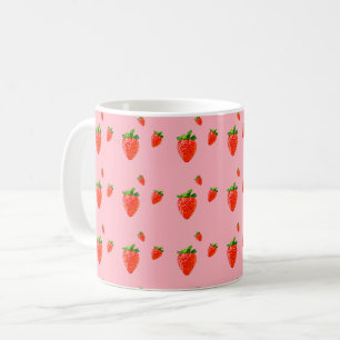 Rode aardbeien op roze achtergrond koffiemok