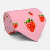 Rode aardbeien op roze achtergrond stropdas (Opgerold)