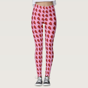 Rode aardbeien op roze Leggings