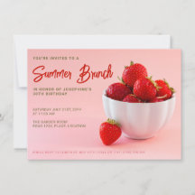 Rode Aardbeien Op Roze Zomer Brunch Verjaardag