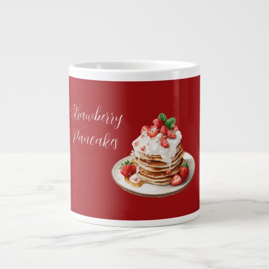 Rode Aardbeien Pannenkoeken Grote Koffiekop (Voorkant)