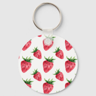 Rode Aardbeien Patroon Sleutelhanger