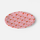 Rode aardbeien Patroonroze Partij Papieren Bordje (Gekanteld)