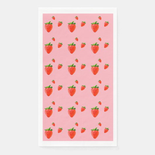 Rode aardbeien Patroonroze Partij Servet (Voorkant)