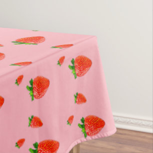 Rode aardbeien Patroonroze Partij Tafelkleed