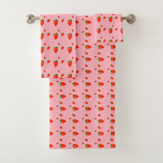 Rode aardbeien Pattern roze Beauty Bad Handdoek (Insitu)