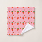 Rode aardbeien Pattern roze Beauty Bad Handdoek (Wasdoekje)