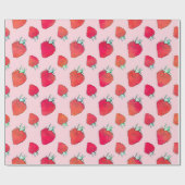  rode aardbeien - roze roze patroon  cadeaupapier (Vlak)